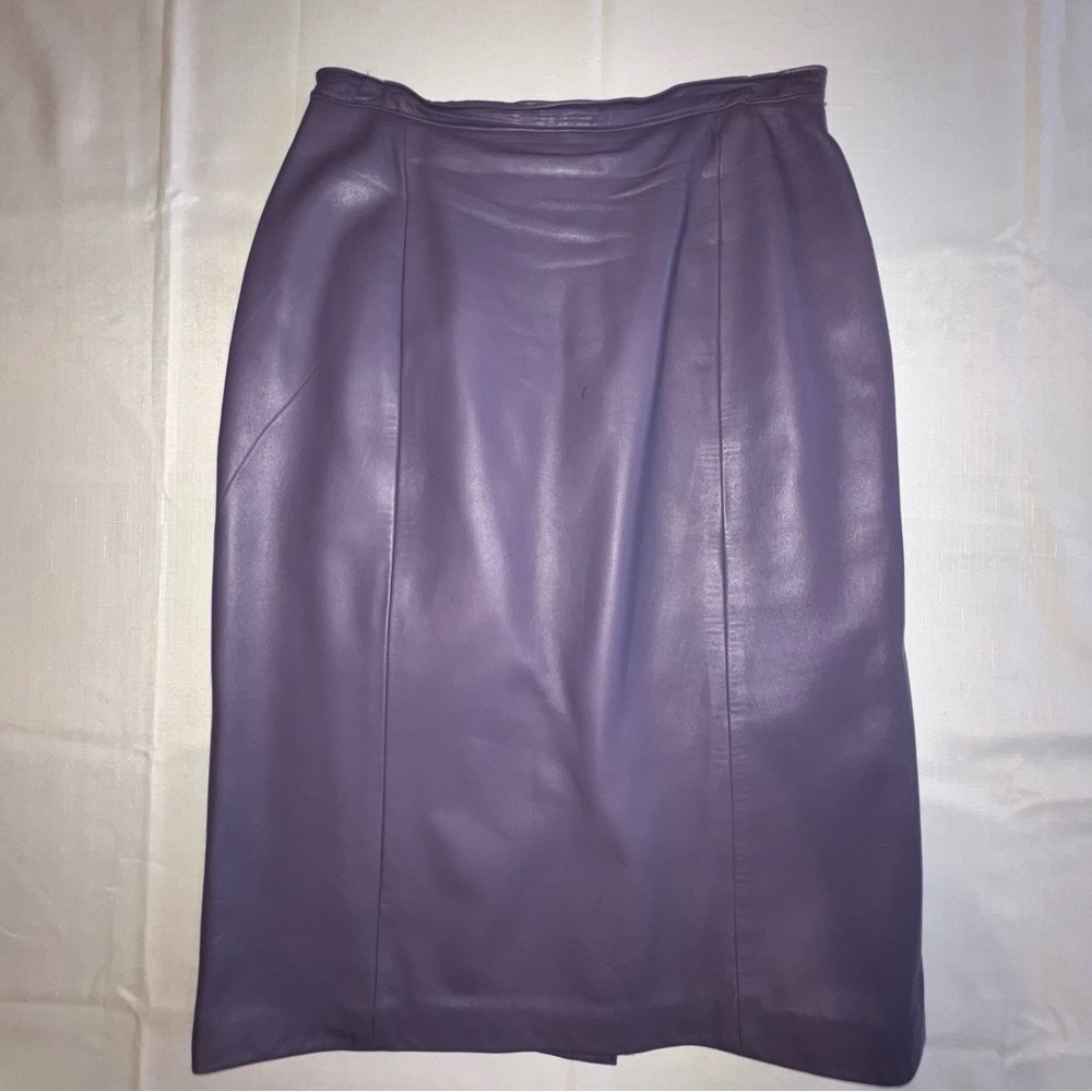 Purple Lavender Genuine Leather Pencil Skirt 28" Waist Butter Soft Leather Lined